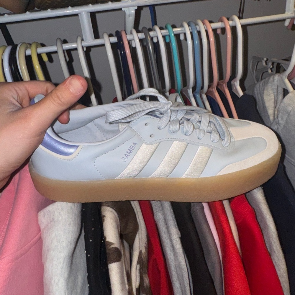 Adidas Samba White and Silver Sneakers